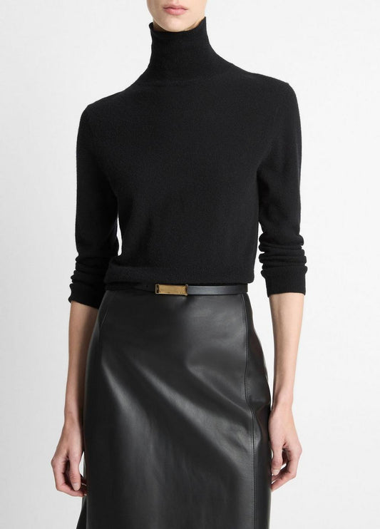 Vince Cashmere-Silk Three-Quarter-Sleeve Mock-Neck Sweater - Sweaters