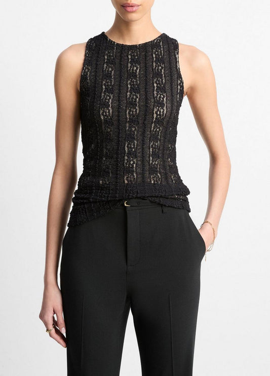 Vince Smocked Lace Shell - Shirts & Tees