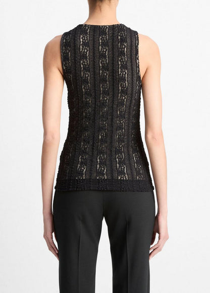 Vince Smocked Lace Shell - Shirts & Tees