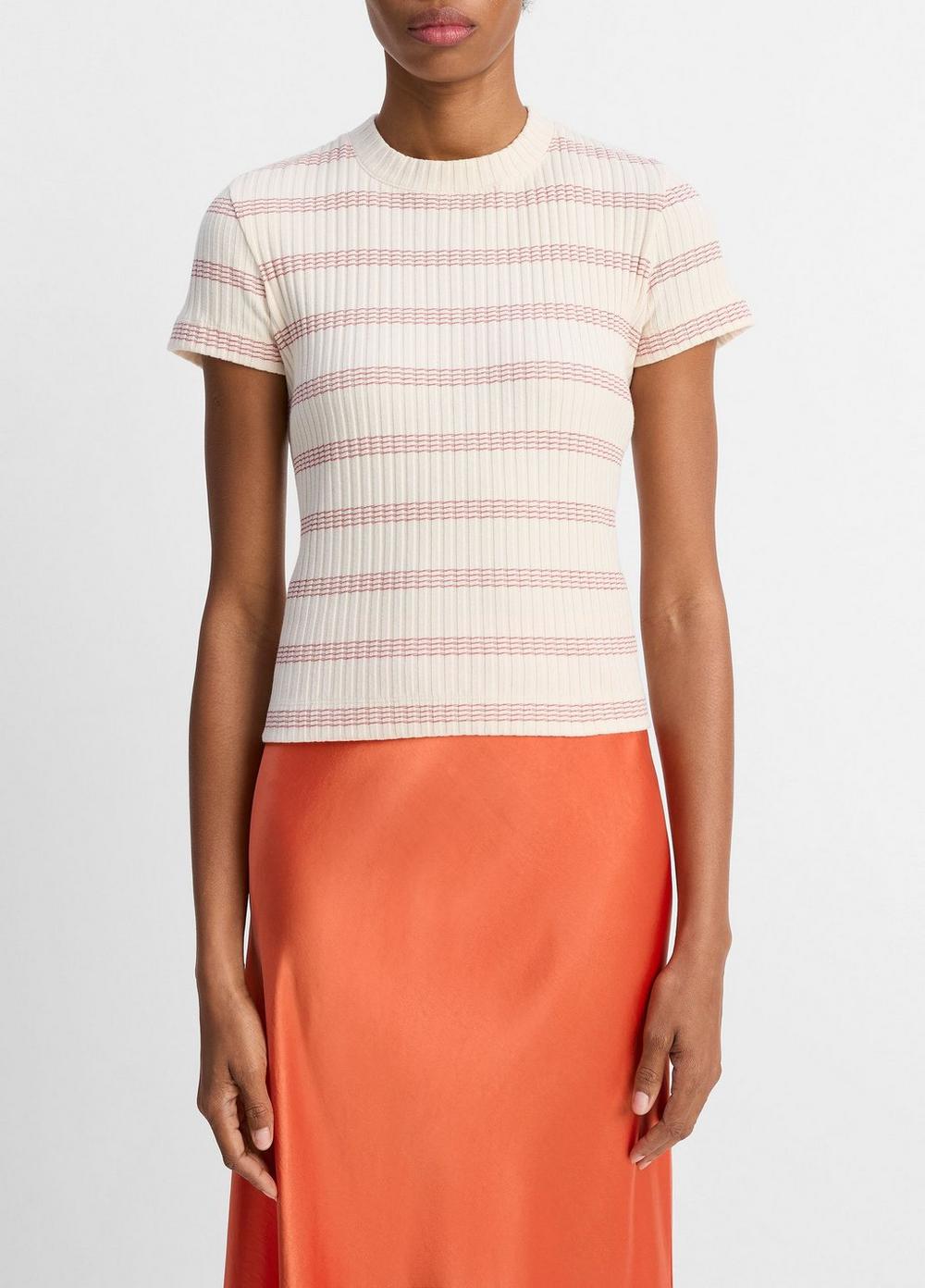 Vince Striped Ribbed Cotton-Blend Top - Shirts & Tees