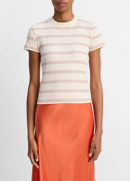 Vince Striped Ribbed Cotton-Blend Top - Shirts & Tees