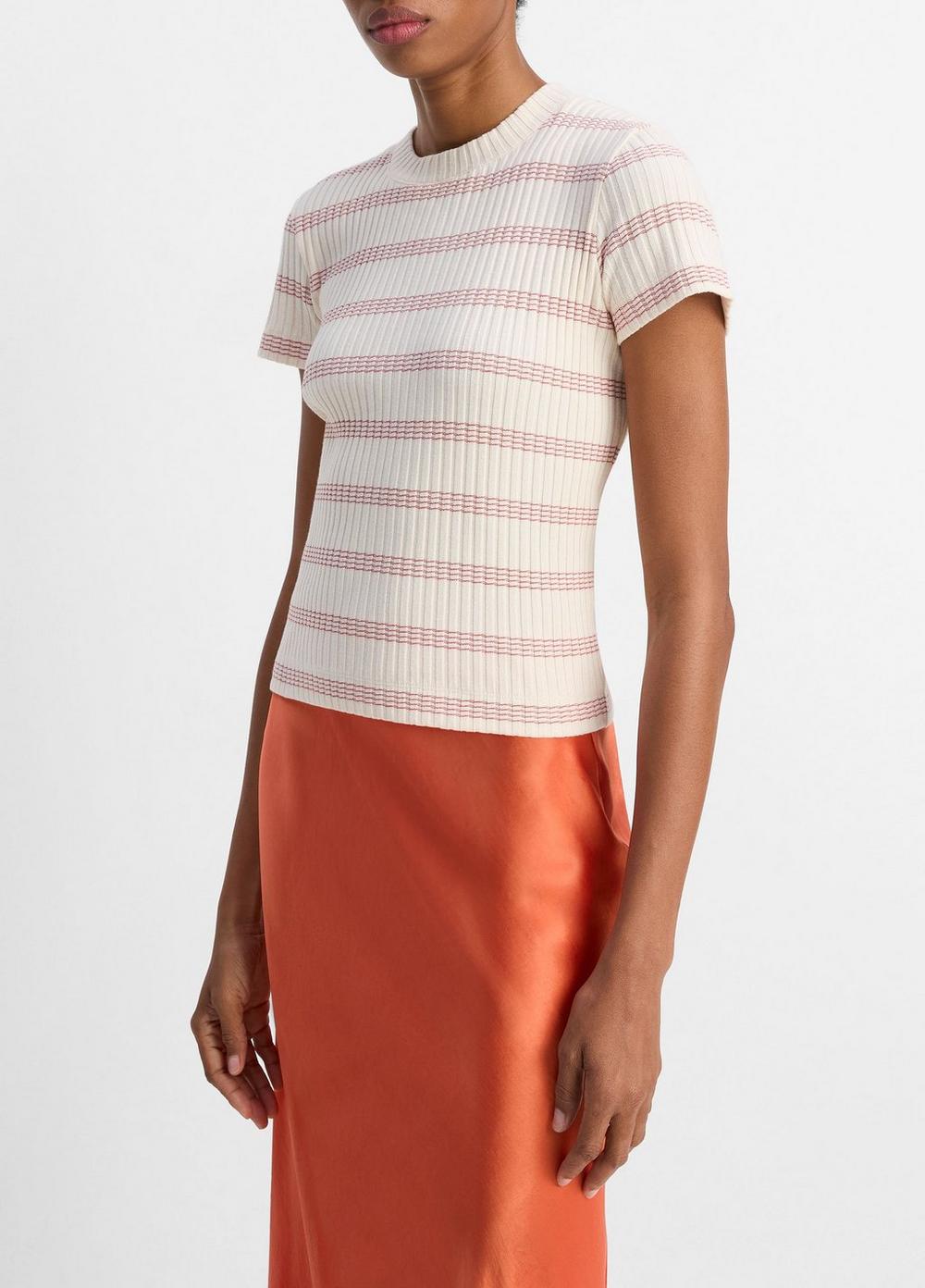 Vince Striped Ribbed Cotton-Blend Top - Shirts & Tees