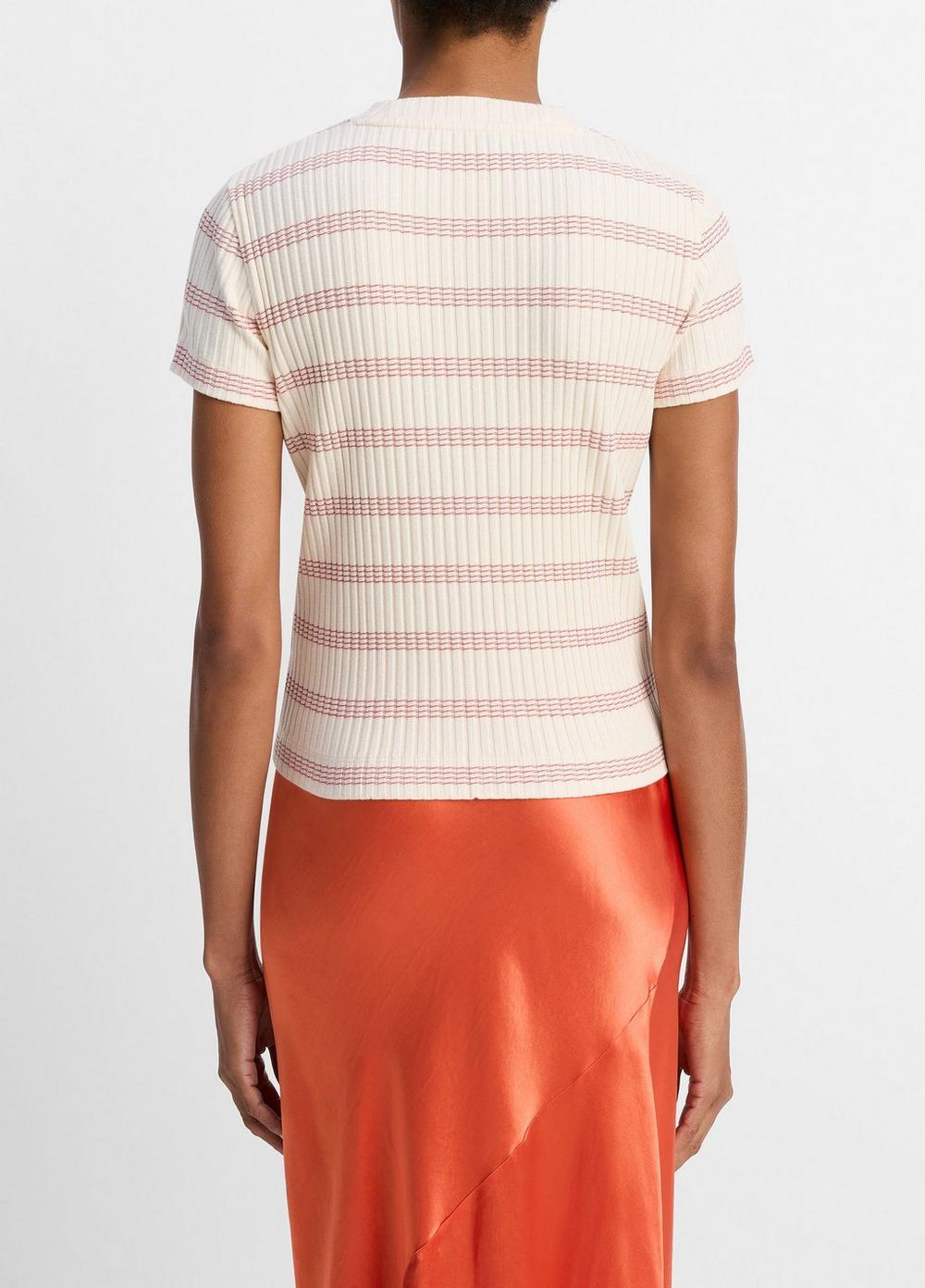 Vince Striped Ribbed Cotton-Blend Top - Shirts & Tees