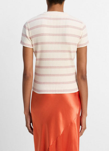 Vince Striped Ribbed Cotton-Blend Top - Shirts & Tees