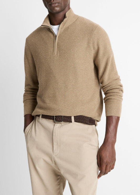 Vince Geo-Jacquard Wool-Blend Quarter-Zip Sweater - Sweaters
