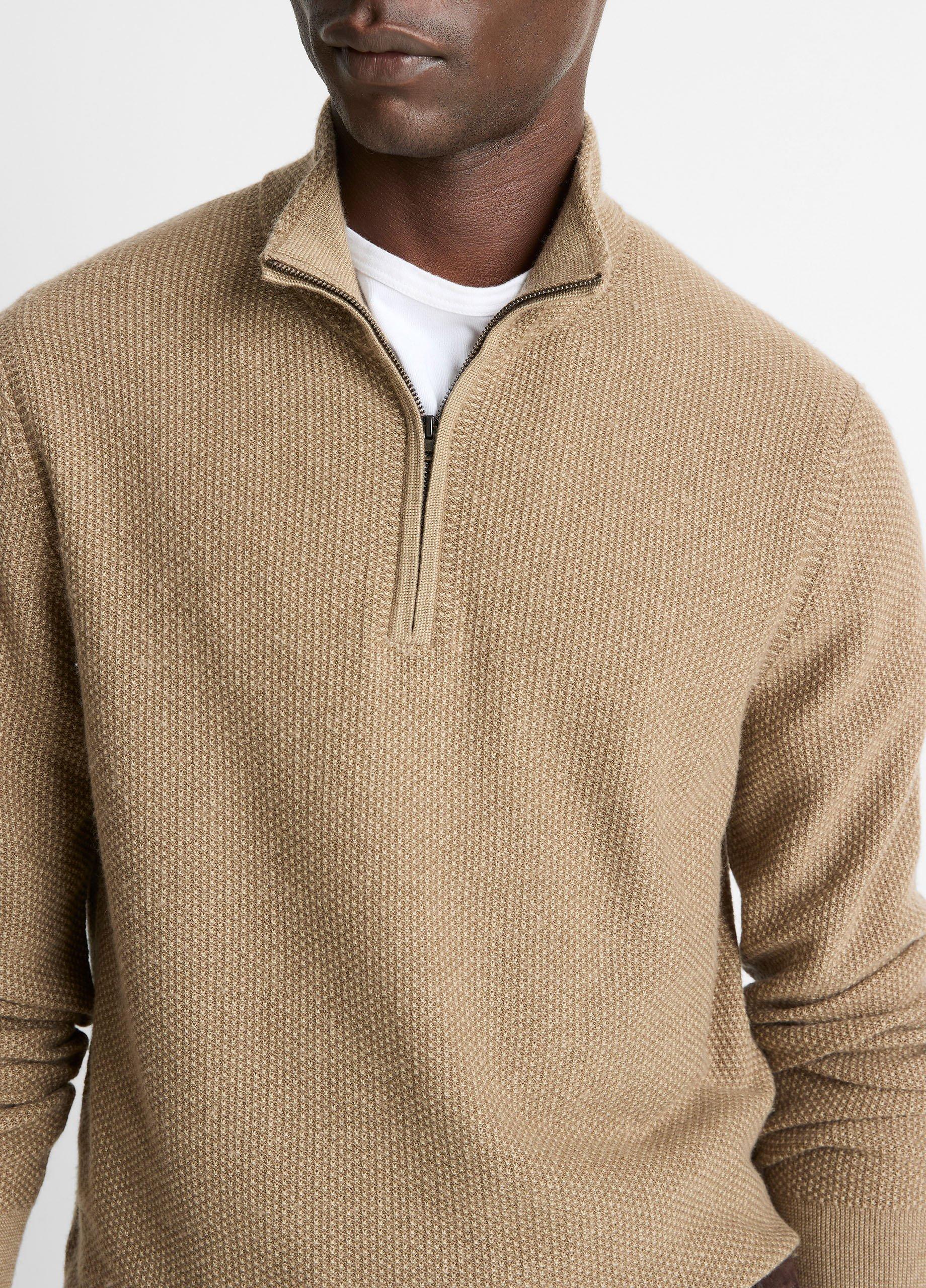 Vince Geo-Jacquard Wool-Blend Quarter-Zip Sweater - Sweaters