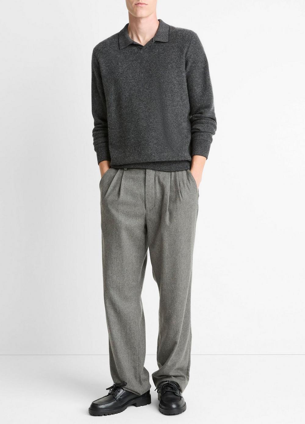 Vince Feed Stripe Plush Cashmere Johnny-Collar Sweater - Sweaters