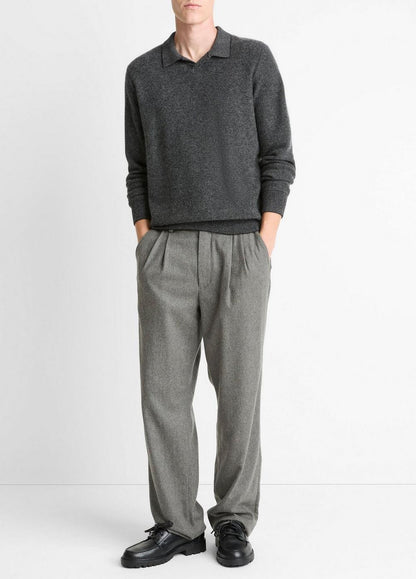 Vince Feed Stripe Plush Cashmere Johnny-Collar Sweater - Sweaters