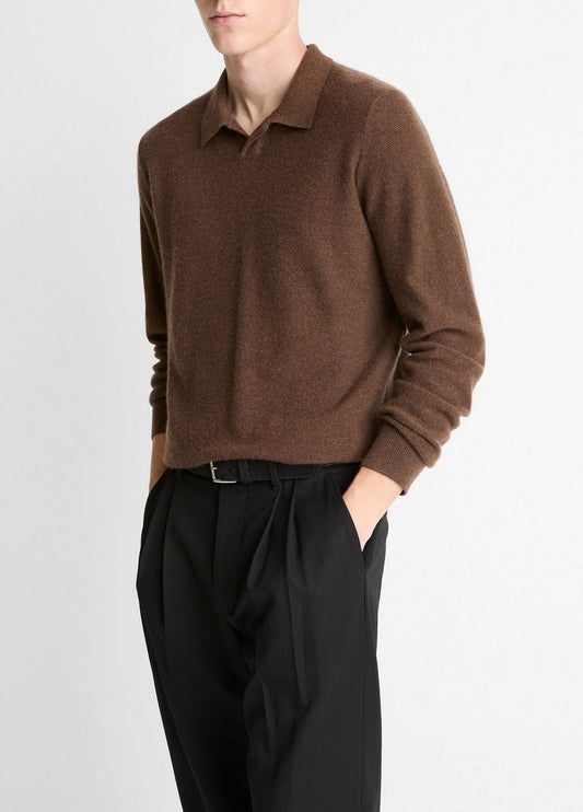 Vince Feed Stripe Plush Cashmere Johnny-Collar Sweater - Sweaters