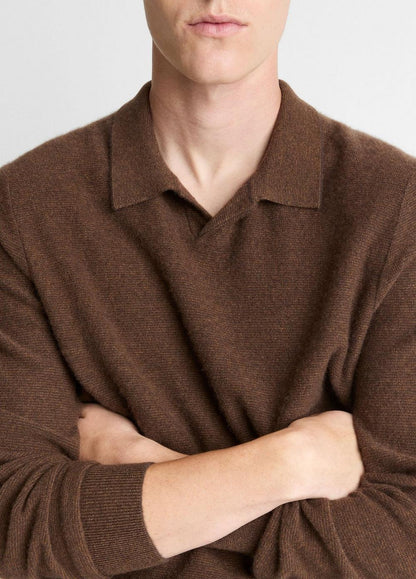 Vince Feed Stripe Plush Cashmere Johnny-Collar Sweater - Sweaters