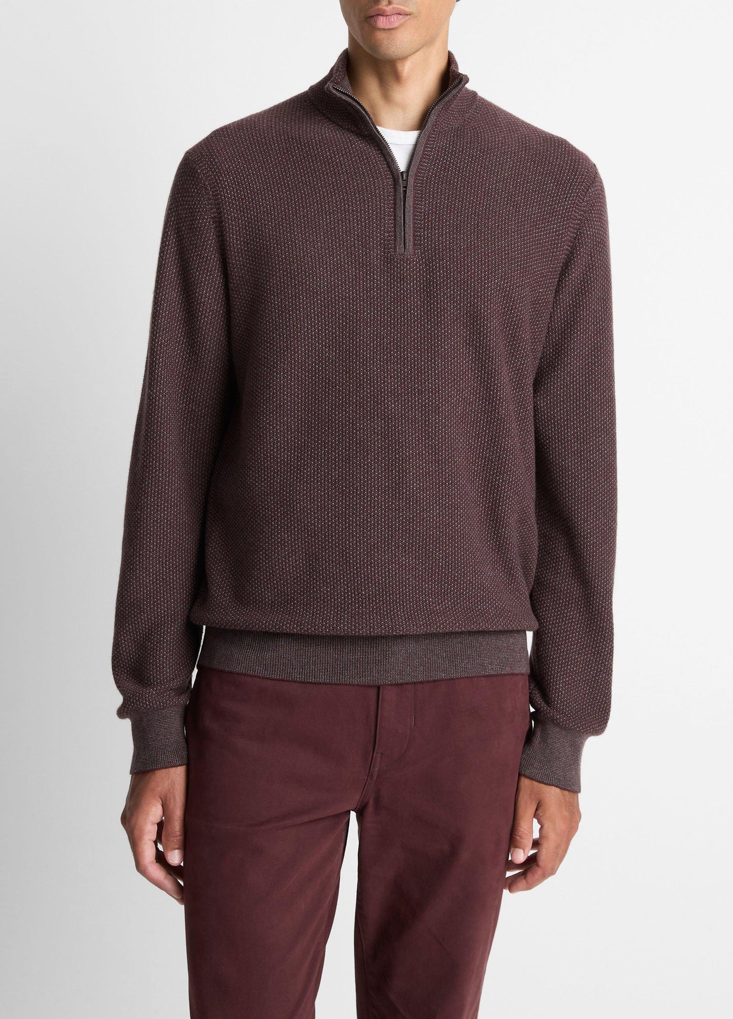 Vince Geo-Jacquard Wool-Blend Quarter-Zip Sweater - Sweaters