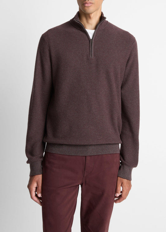 Vince Geo-Jacquard Wool-Blend Quarter-Zip Sweater - Sweaters