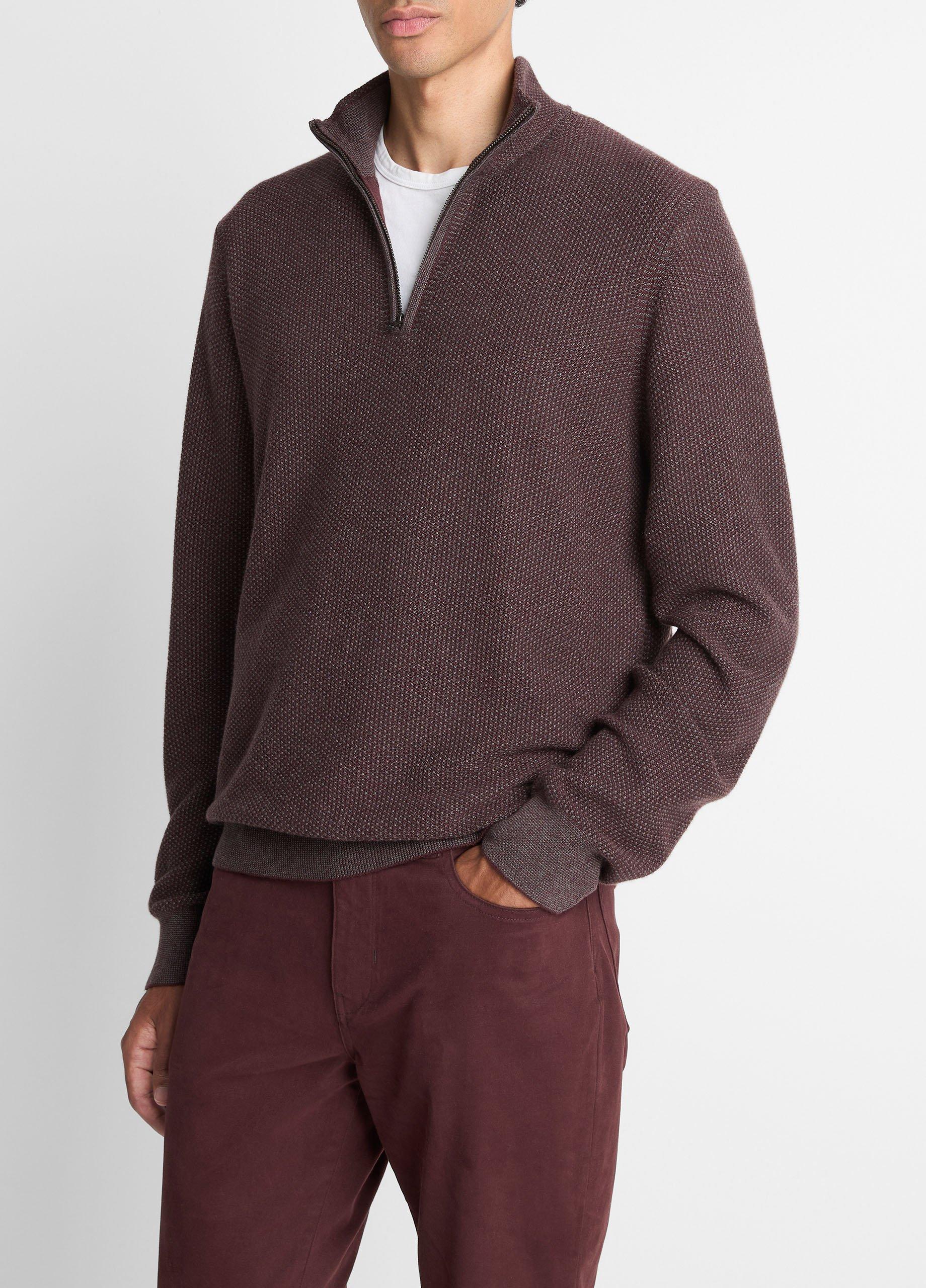 Vince Geo-Jacquard Wool-Blend Quarter-Zip Sweater - Sweaters