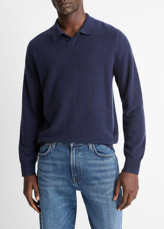 Vince Feed Stripe Plush Cashmere Johnny-Collar Sweater - Sweaters