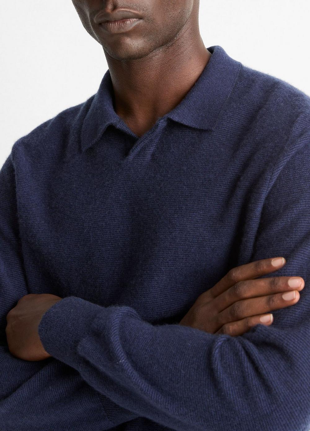 Vince Feed Stripe Plush Cashmere Johnny-Collar Sweater - Sweaters