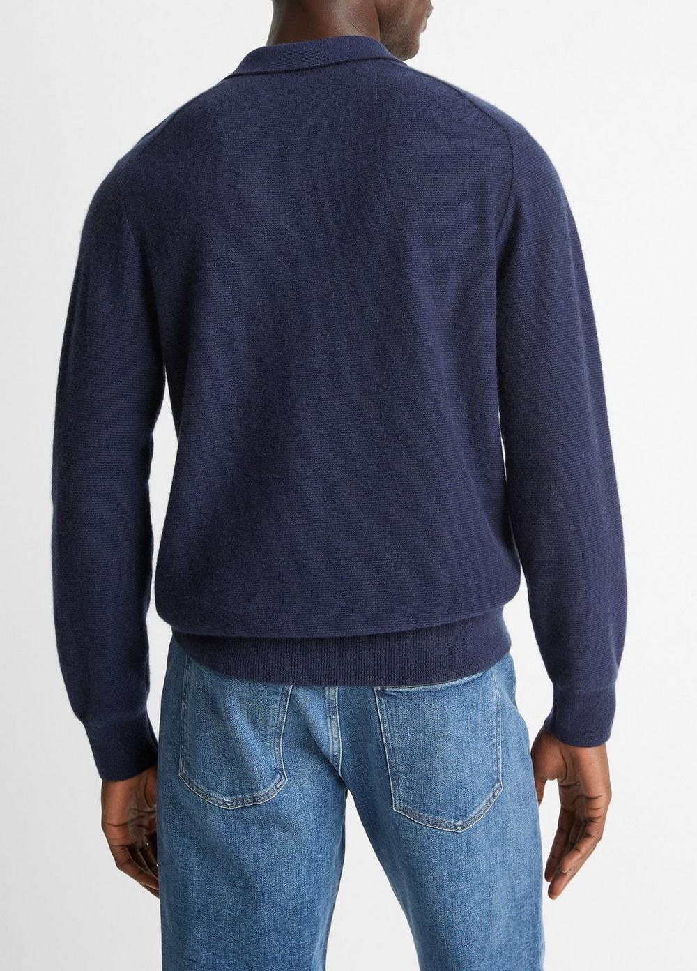 Vince Feed Stripe Plush Cashmere Johnny-Collar Sweater - Sweaters