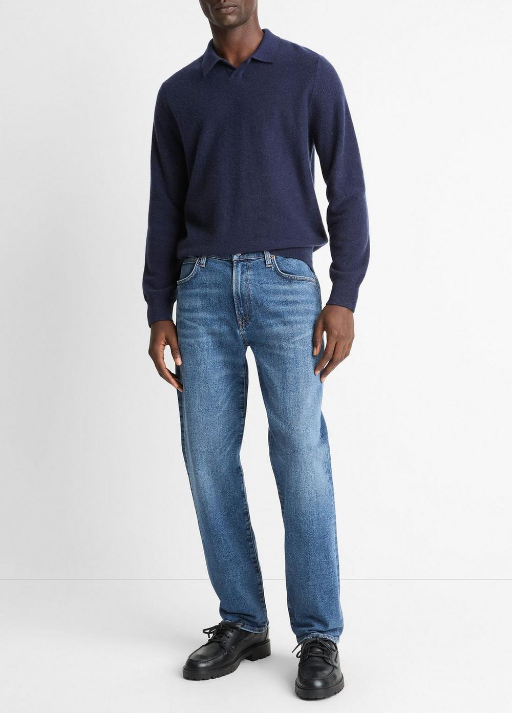 Vince Feed Stripe Plush Cashmere Johnny-Collar Sweater - Sweaters