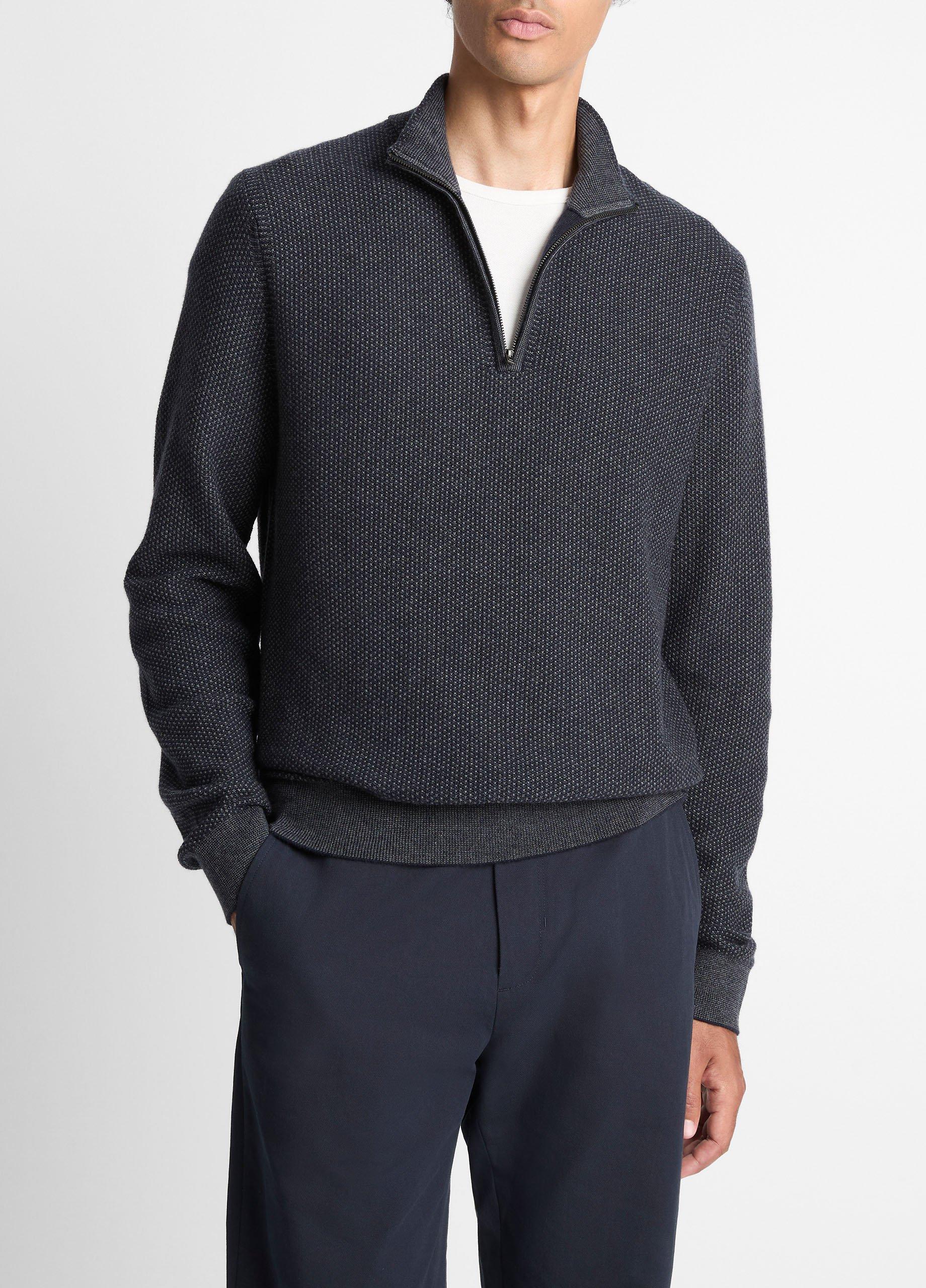 Vince Geo-Jacquard Wool-Blend Quarter-Zip Sweater - Sweaters