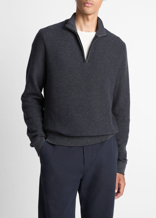 Vince Geo-Jacquard Wool-Blend Quarter-Zip Sweater - Sweaters