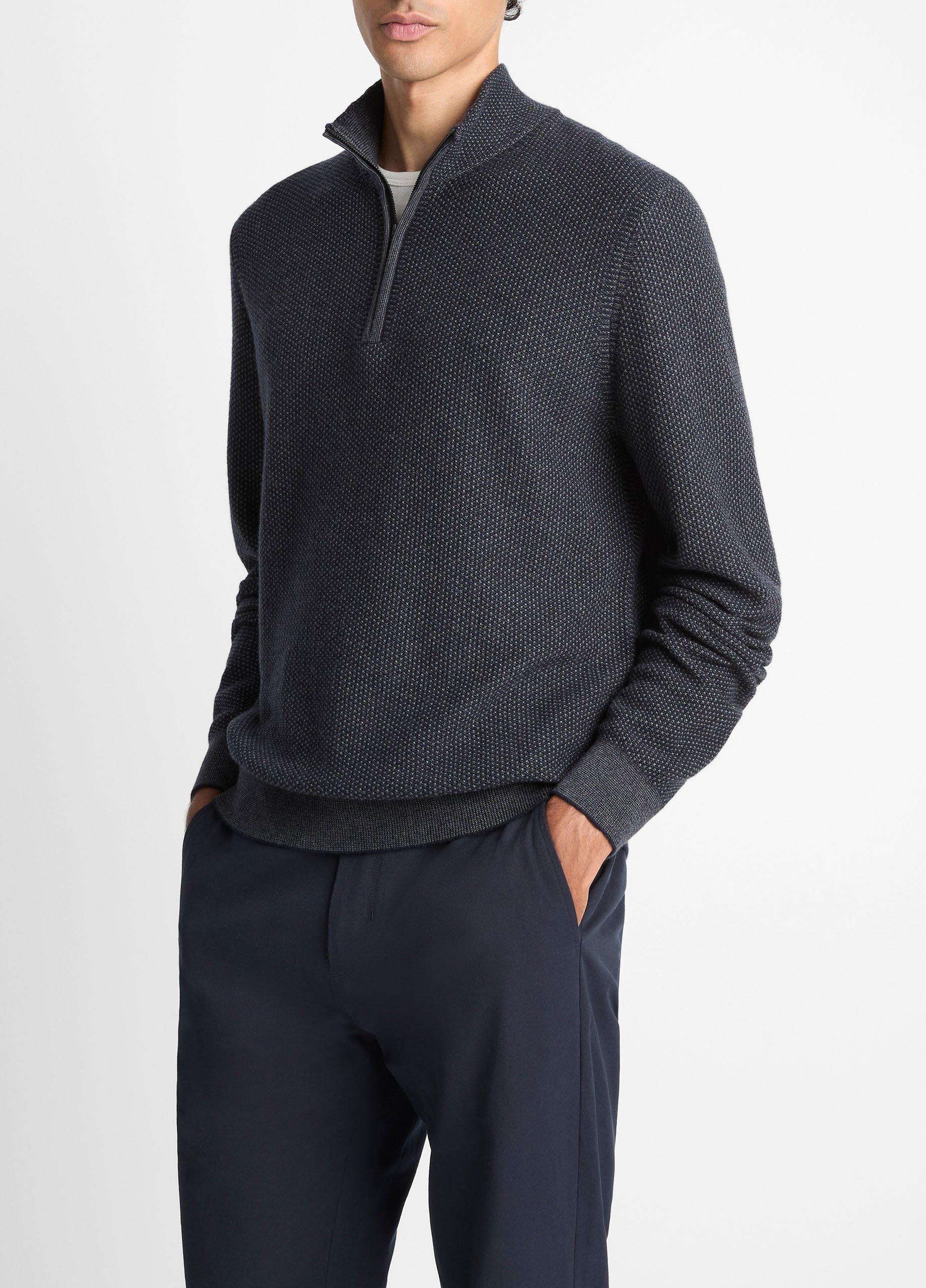 Vince Geo-Jacquard Wool-Blend Quarter-Zip Sweater - Sweaters