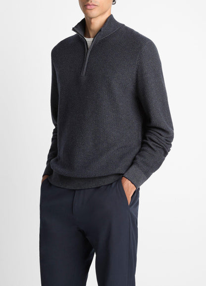 Vince Geo-Jacquard Wool-Blend Quarter-Zip Sweater - Sweaters