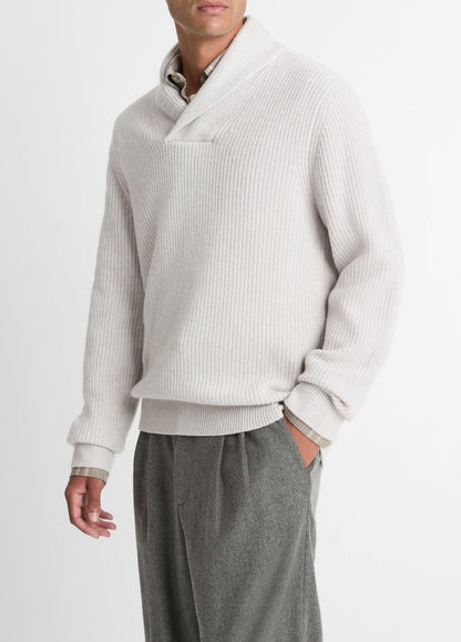 Vince Shaker Wool-Cashmere Shawl-Collar Sweater - Sweaters