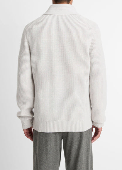 Vince Shaker Wool-Cashmere Shawl-Collar Sweater - Sweaters