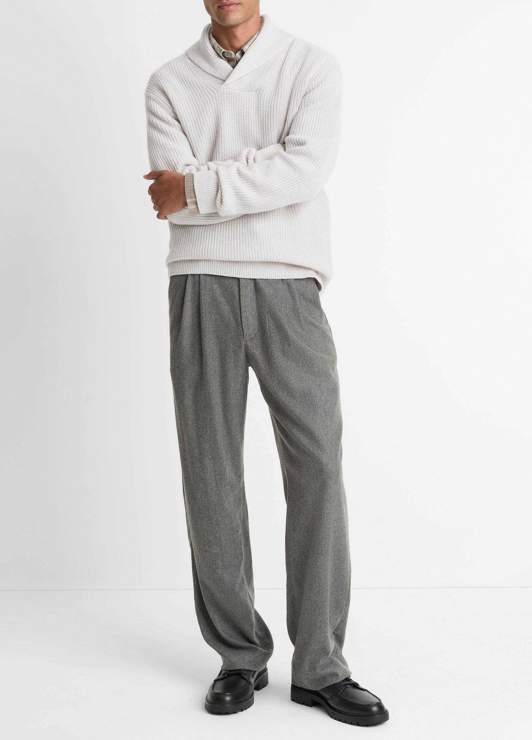 Vince Shaker Wool-Cashmere Shawl-Collar Sweater - Sweaters