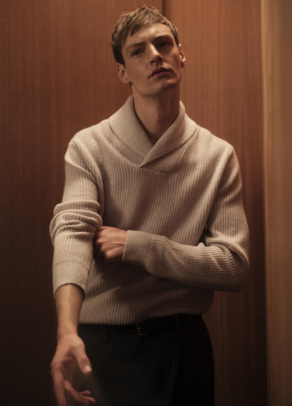 Vince Shaker Wool-Cashmere Shawl-Collar Sweater - Sweaters