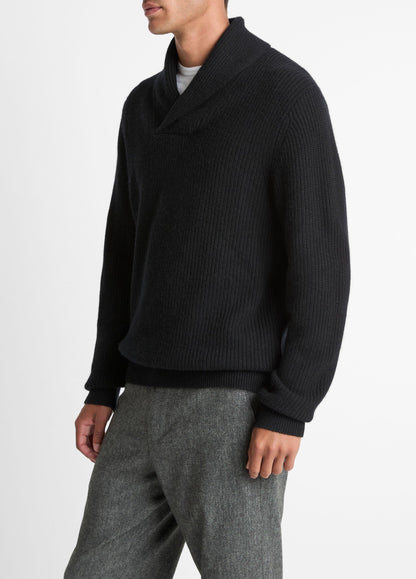 Vince Shaker Wool-Cashmere Shawl-Collar Sweater - Sweaters