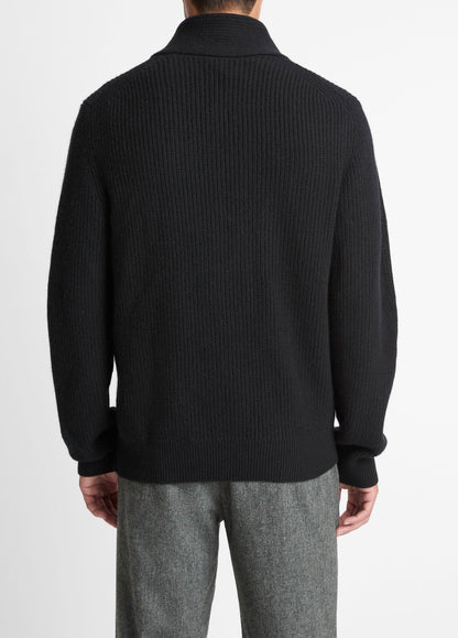 Vince Shaker Wool-Cashmere Shawl-Collar Sweater - Sweaters
