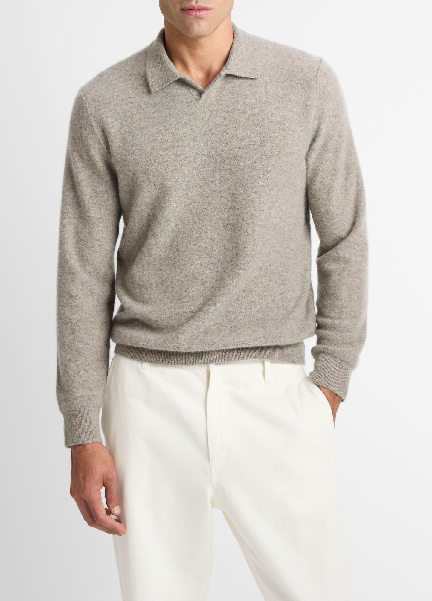 Vince Plush Cashmere Johnny-Collar Polo - Sweaters