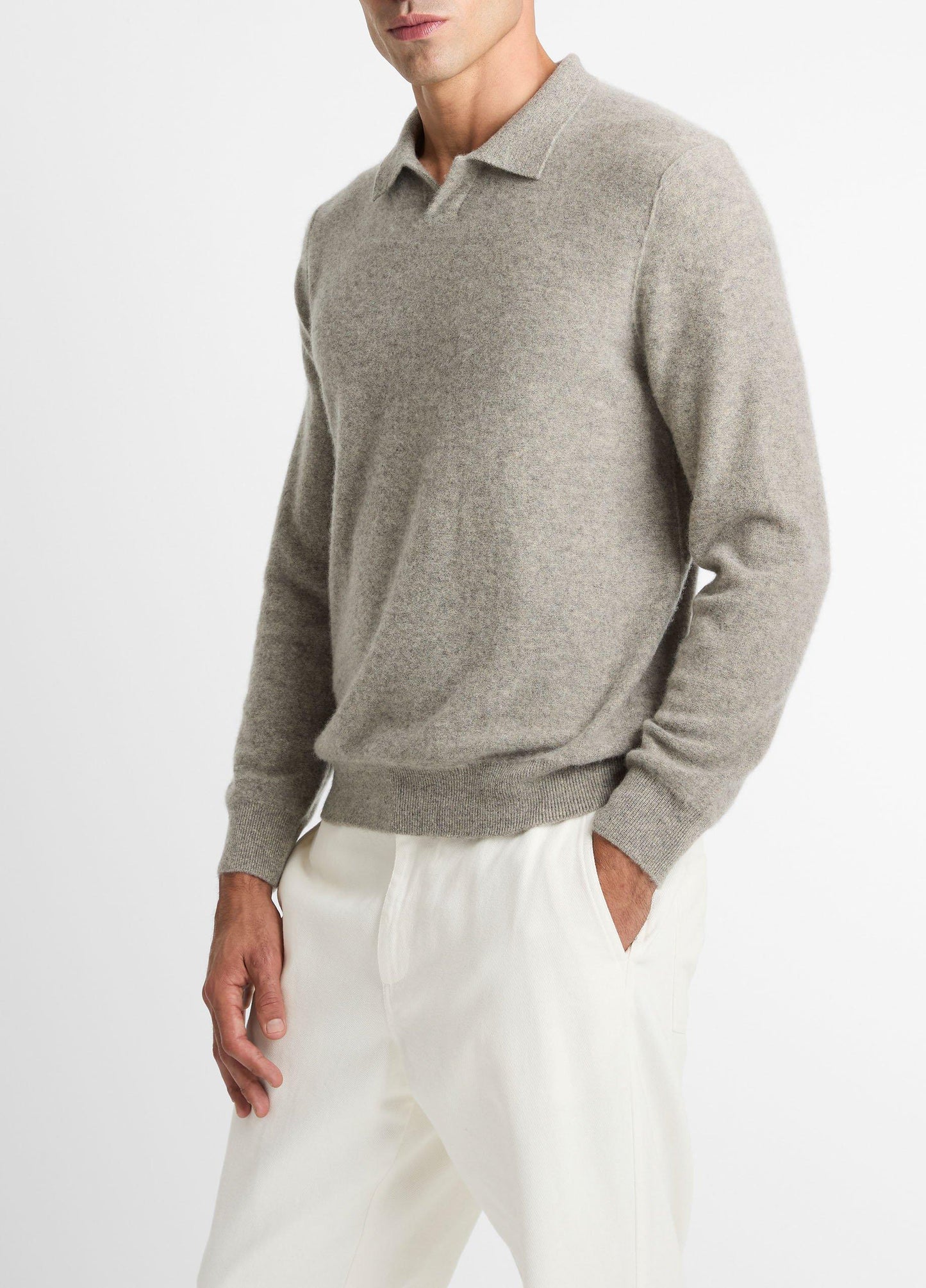 Vince Plush Cashmere Johnny-Collar Polo - Sweaters