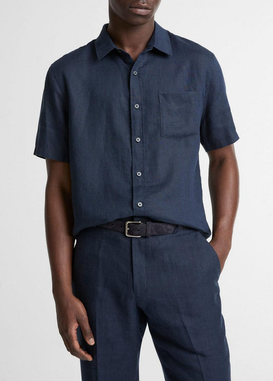 Vince Linen Short-Sleeve Button-Front Shirt - Shirts