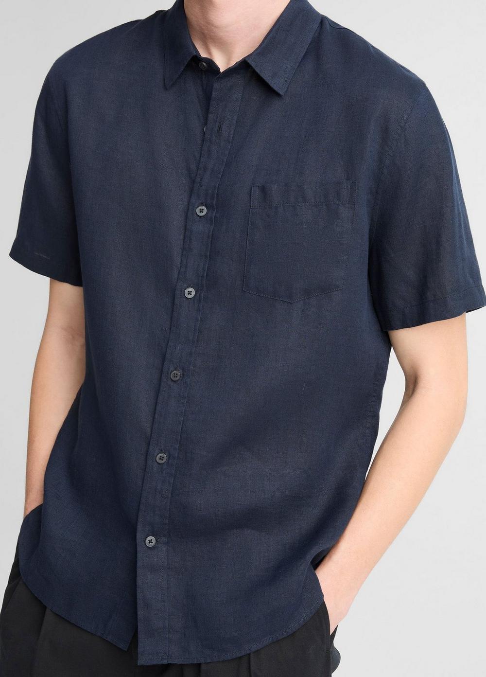 Vince Linen Short-Sleeve Button-Front Shirt - Shirts