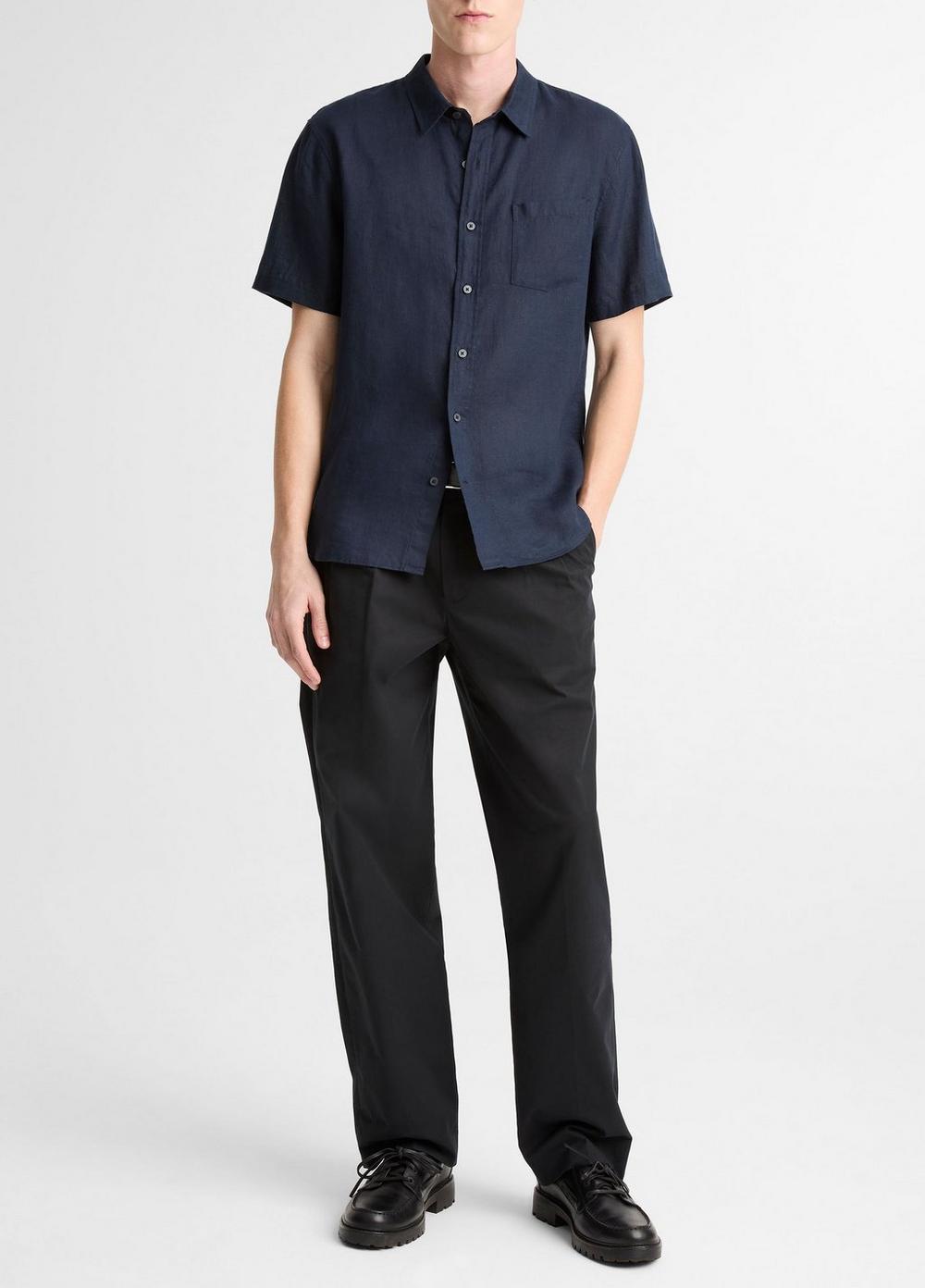 Vince Linen Short-Sleeve Button-Front Shirt - Shirts