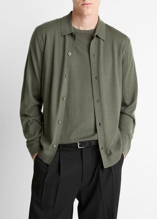 Vince Featherweight Merino Wool-Cashmere Sweater Shirt - Shirts
