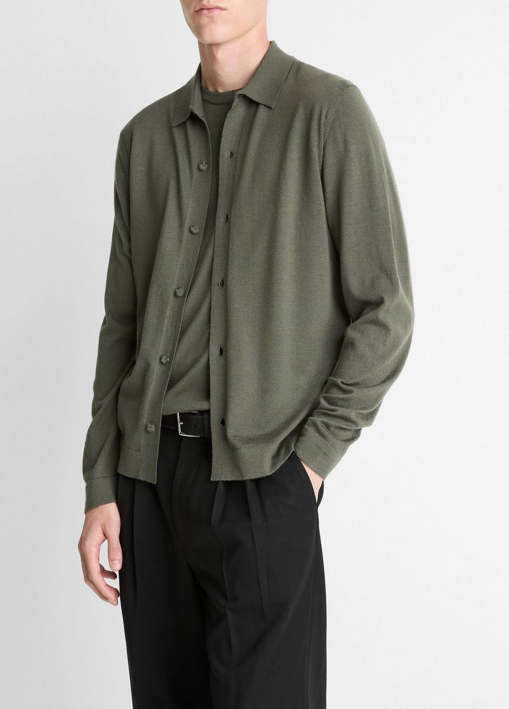 Vince Featherweight Merino Wool-Cashmere Sweater Shirt - Shirts