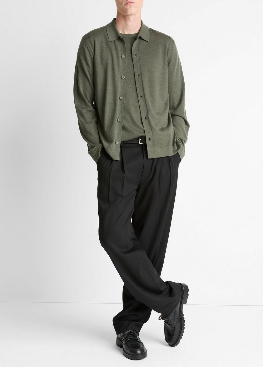 Vince Featherweight Merino Wool-Cashmere Sweater Shirt - Shirts