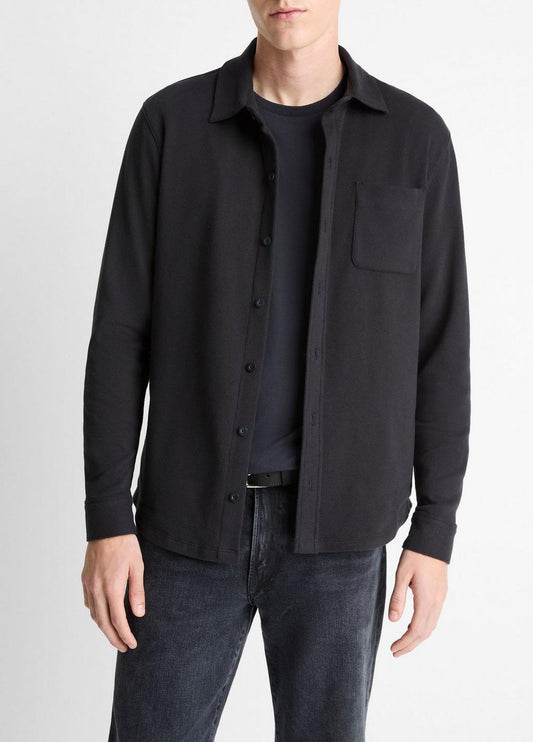 Vince Knit Cotton-Blend Button-Front Shirt - Shirts