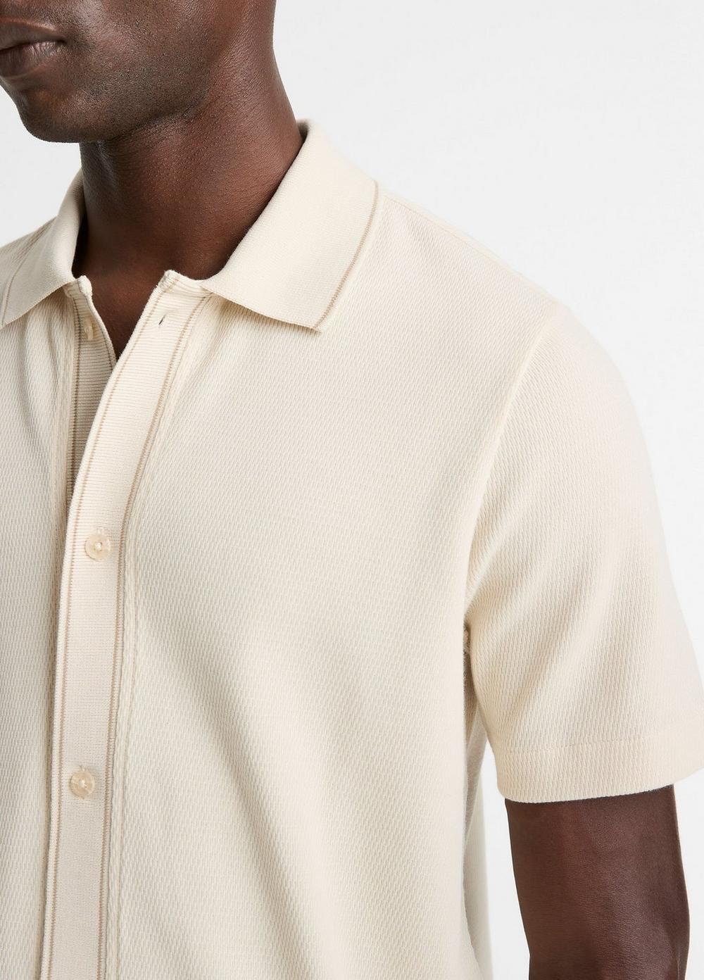 Vince Jacquard-Knit Cotton Short-Sleeve Button-Front Shirt - Shirts