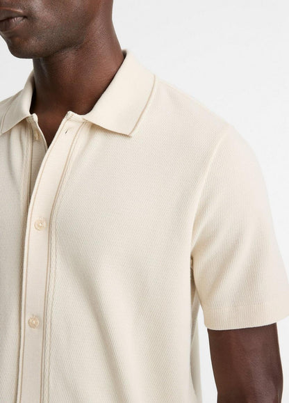 Vince Jacquard-Knit Cotton Short-Sleeve Button-Front Shirt - Shirts