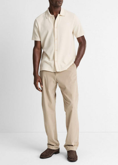 Vince Jacquard-Knit Cotton Short-Sleeve Button-Front Shirt - Shirts