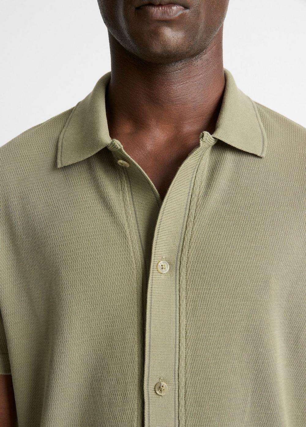 Vince Jacquard-Knit Cotton Short-Sleeve Button-Front Shirt - Shirts