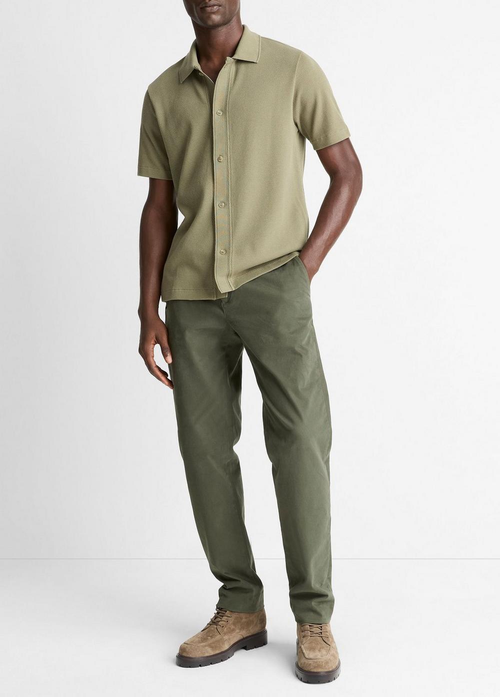 Vince Jacquard-Knit Cotton Short-Sleeve Button-Front Shirt - Shirts