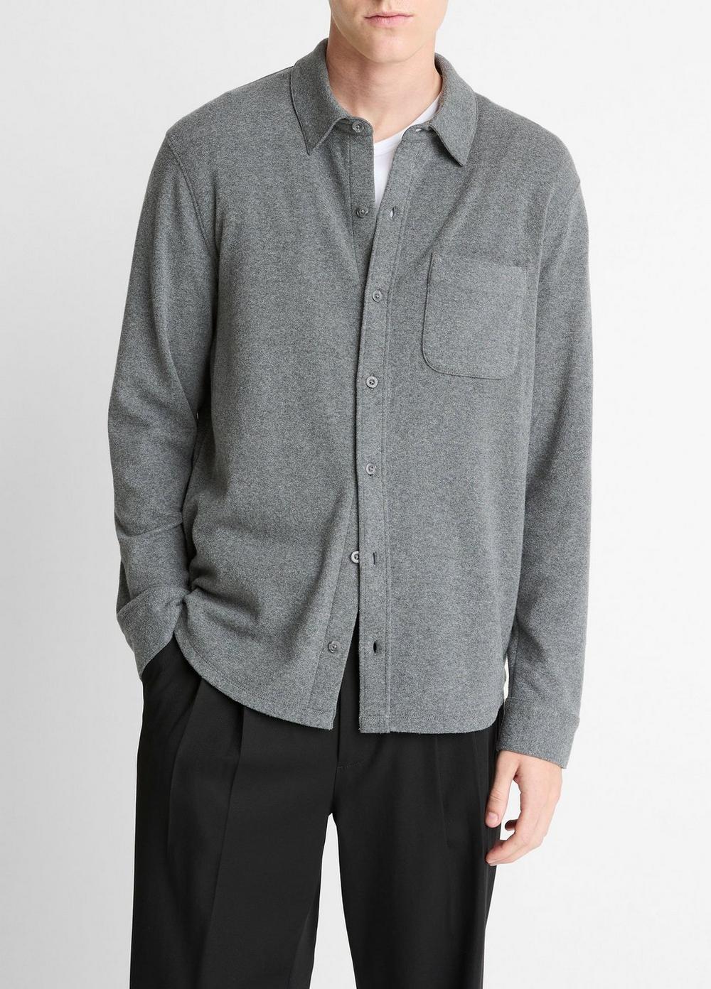 Vince Knit Cotton-Blend Button-Front Shirt - Shirts