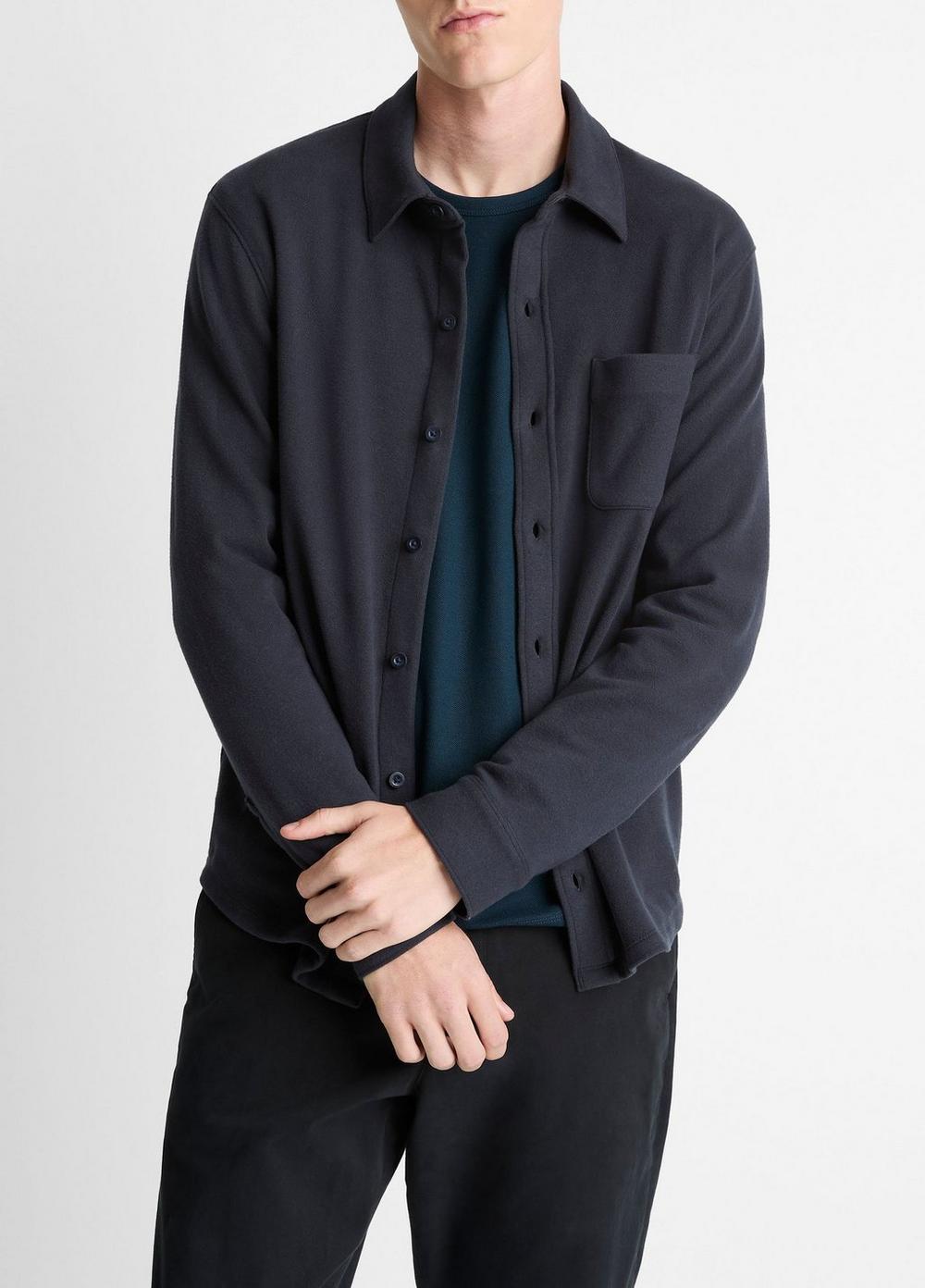 Vince Knit Cotton-Blend Button-Front Shirt - Shirts
