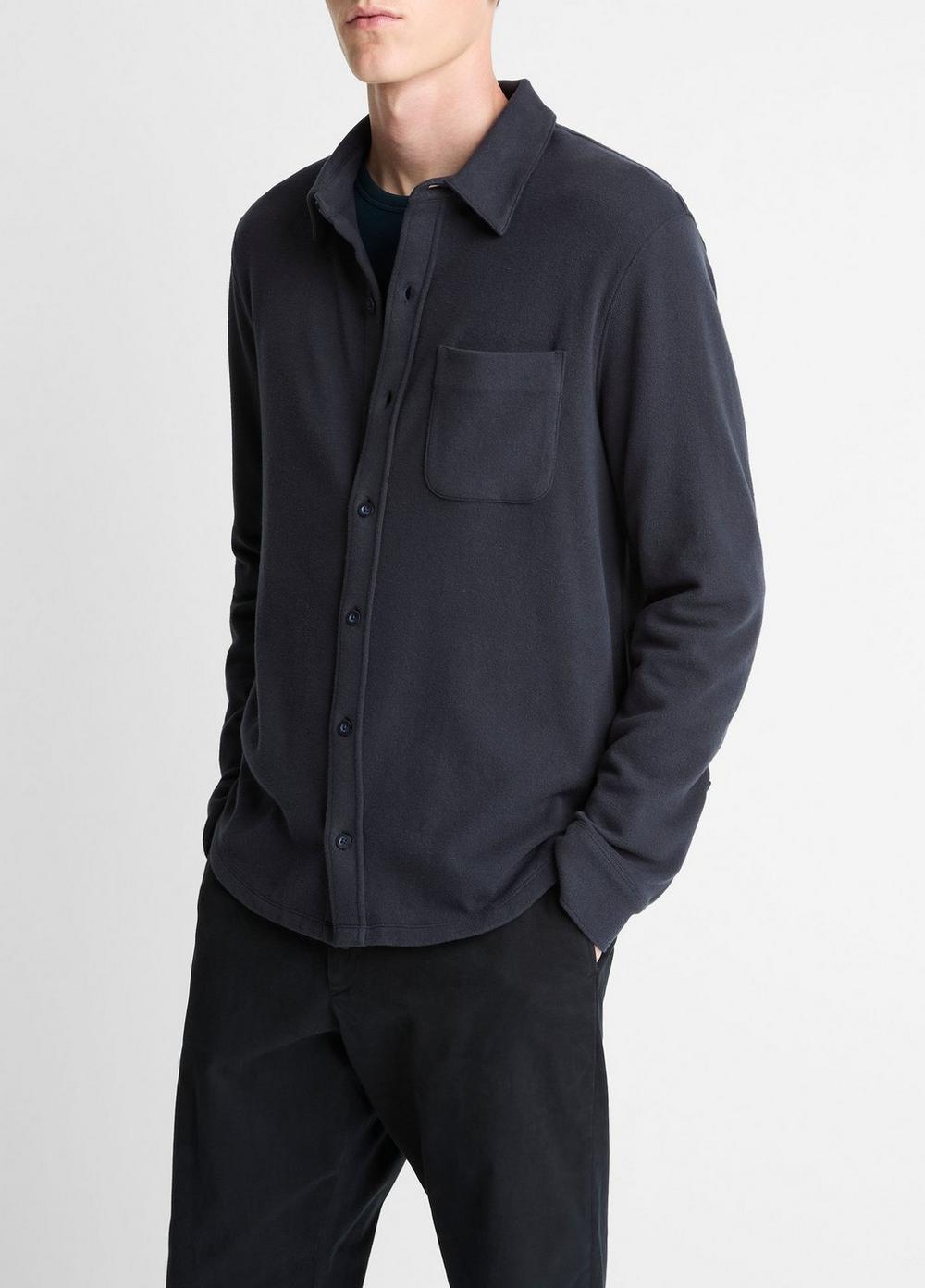 Vince Knit Cotton-Blend Button-Front Shirt - Shirts