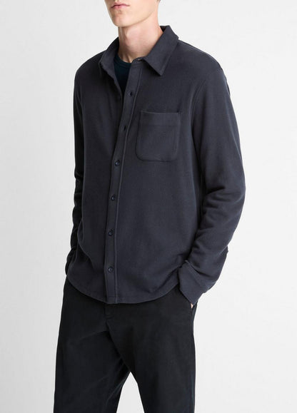 Vince Knit Cotton-Blend Button-Front Shirt - Shirts