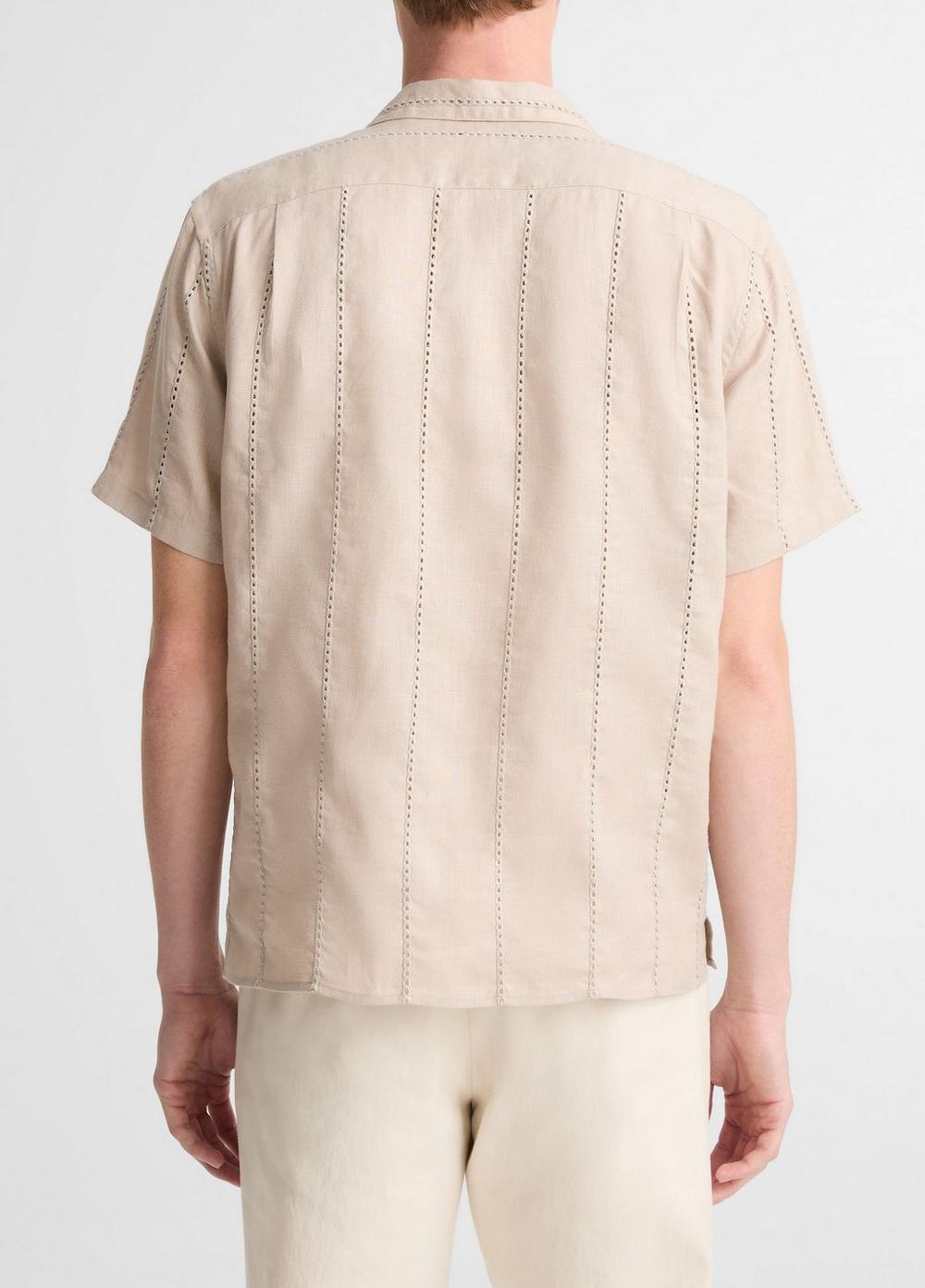 Vince Eyelet Stripe Linen Cabana Shirt - Shirts